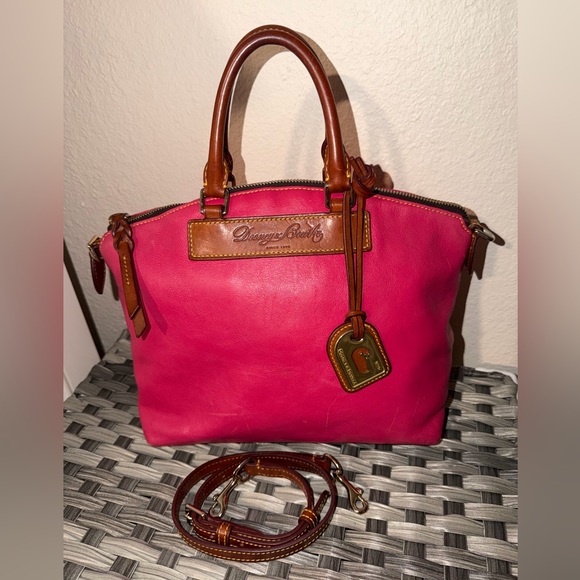 Dooney & Bourke Handbags - Dooney & Bourke Florentine Leather Satchel Pink w Leather Strap & Duck Hangtag